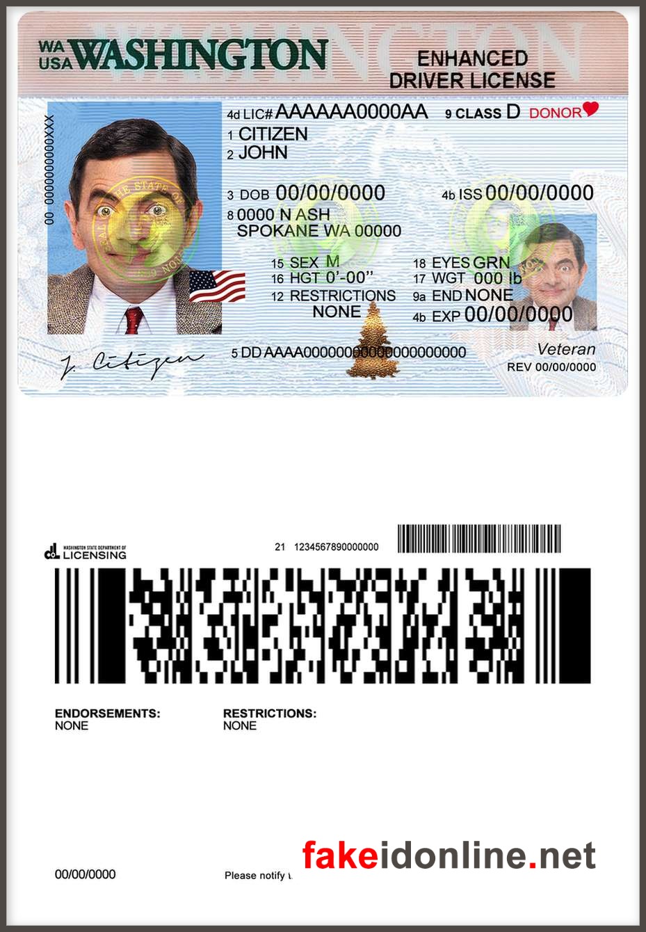Washington Driver License PSD Template